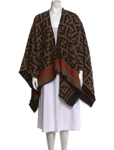 Pre-owned Fendi Wool Graphic Print Sweater In Brown