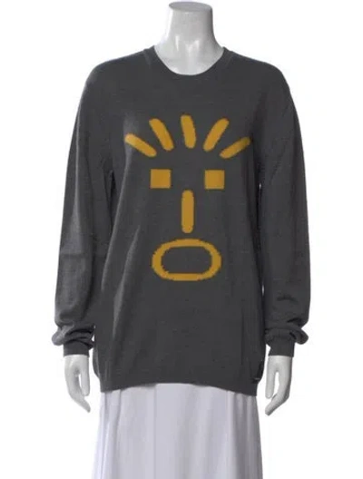 Pre-owned Fendi Wool Graphic Print Sweater In Gray