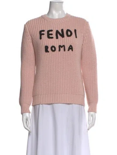 Pre-owned Fendi Wool Graphic Print Sweater In Pink