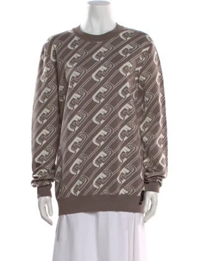 Pre-owned Fendi Wool Graphic Print Sweater W/ Tags In Neutral
