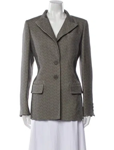 Pre-owned Fendi Wool Houndstooth Print Blazer In Gray