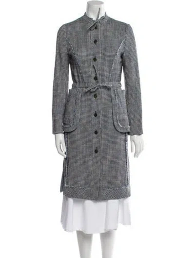 Pre-owned Fendi Wool Houndstooth Print Coat In Blue
