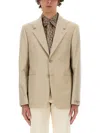 Fendi Beige Buttoned Blazer For Men In Beige