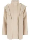 Fendi Ff Wool Parka Puffer Jackets Beige In Neutrals