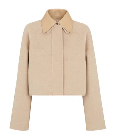 Fendi Wool Jacket In Nude