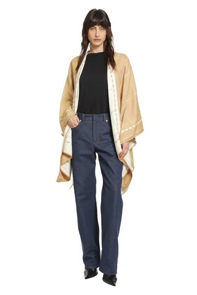 FENDI WOOL JACQUARD PONCHO