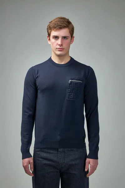 Fendi Wool Jumper In Blue