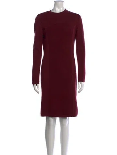 Pre-owned Fendi Wool Knee-length Dress In Burgundy