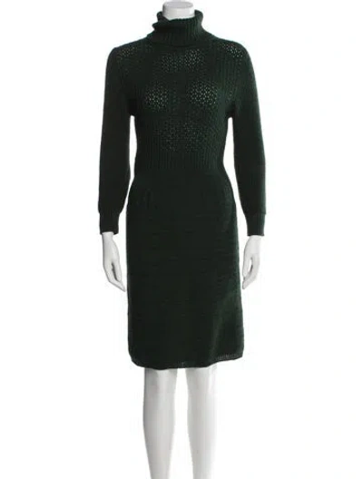 Pre-owned Fendi Wool Knee-length Dress In Green