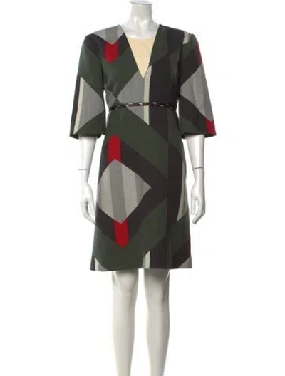 Pre-owned Fendi Wool Knee-length Dress In Green