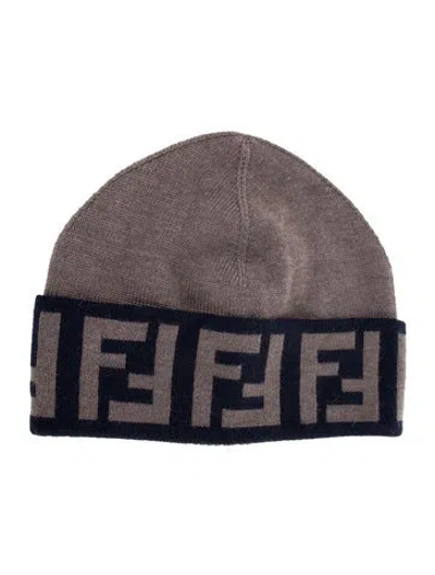 Pre-owned Fendi Wool Knit Hat In Blue/neutrals
