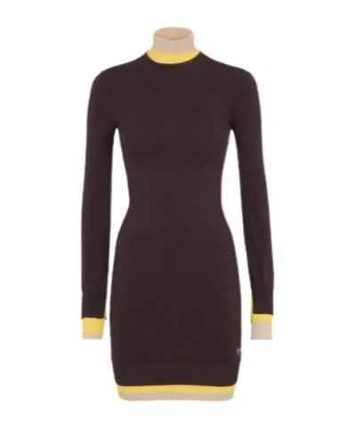 FENDI DARK PURPLE WOOL DRESS