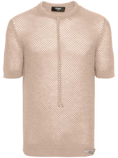 Fendi Wool Mesh Jumper In Neutral