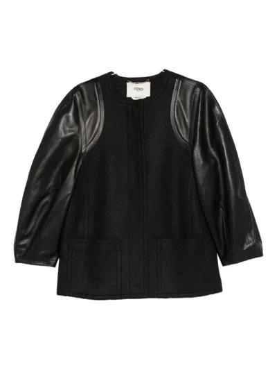 Fendi Wool Midi Coat In Multi