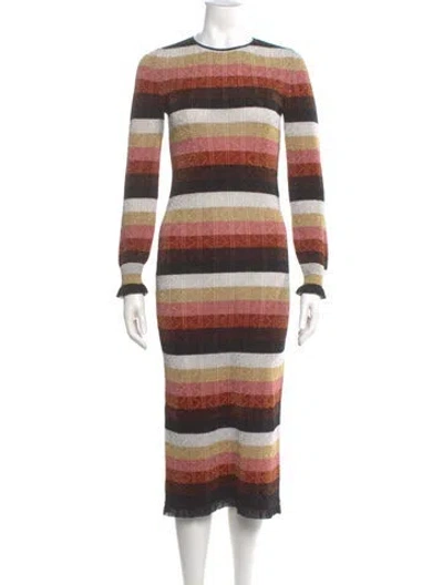 Pre-owned Fendi Wool Midi Length Dress In Black