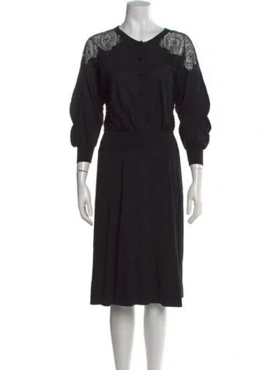 Pre-owned Fendi Wool Midi Length Dress In Black