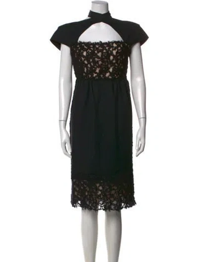 Pre-owned Fendi Wool Midi Length Dress In Black/neutrals