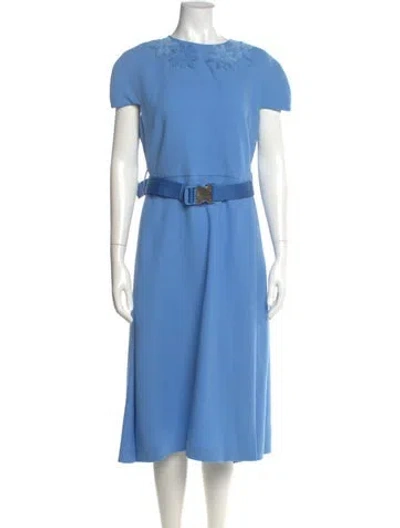 Pre-owned Fendi Wool Midi Length Dress In Blue