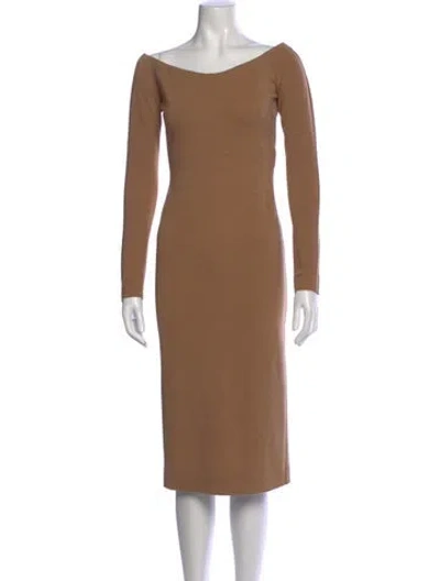 Pre-owned Fendi Wool Midi Length Dress In Brown