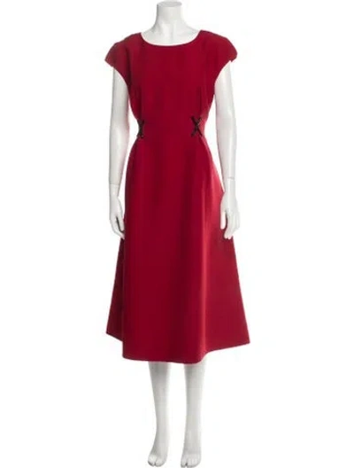 Pre-owned Fendi Wool Midi Length Dress In Burgundy