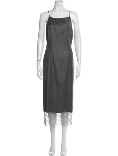 Pre-owned Fendi Wool Midi Length Dress In Gray