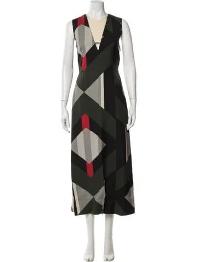 Pre-owned Fendi Wool Midi Length Dress In Green