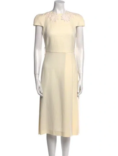 Pre-owned Fendi Wool Midi Length Dress In Neutral