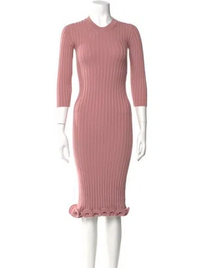 Pre-owned Fendi Wool Midi Length Dress In Pink