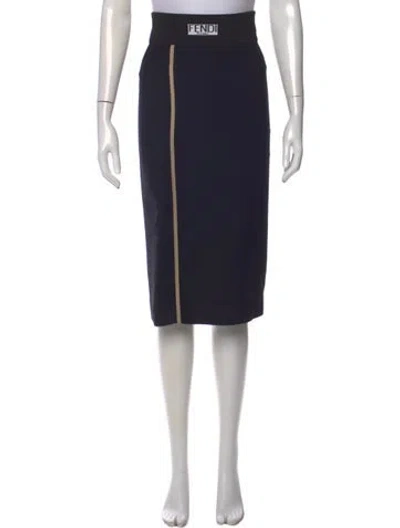 Pre-owned Fendi Wool Midi Length Skirt In Blue