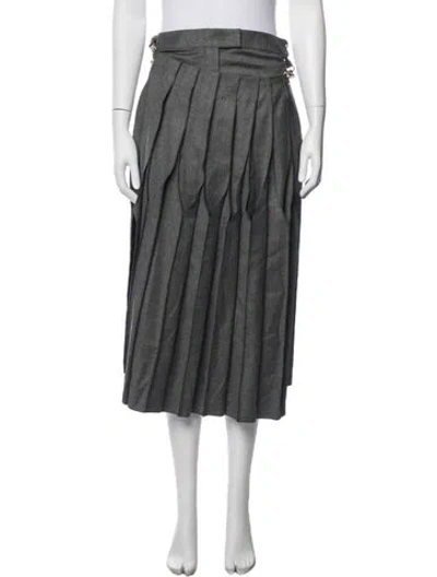 Pre-owned Fendi Wool Midi Length Skirt In Gray