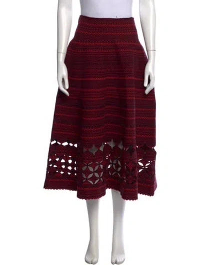 Pre-owned Fendi Wool Midi Length Skirt In Red