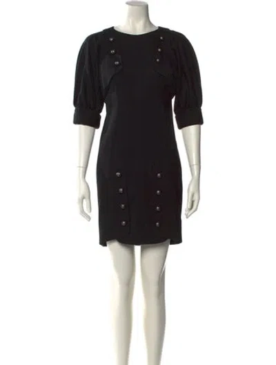 Pre-owned Fendi Wool Mini Dress In Black