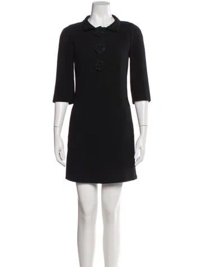 Pre-owned Fendi Wool Mini Dress In Black