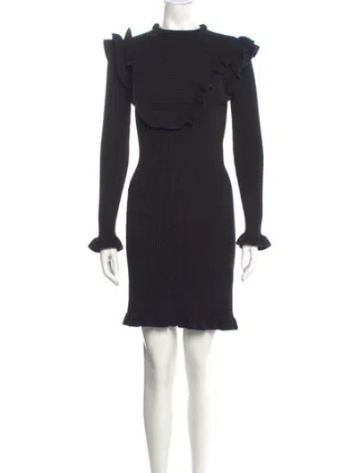 Pre-owned Fendi Wool Mini Dress In Black