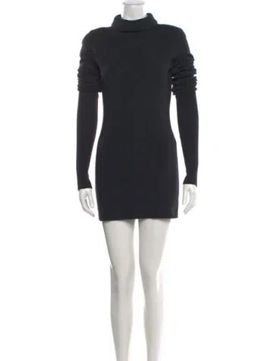 Pre-owned Fendi Wool Mini Dress In Black