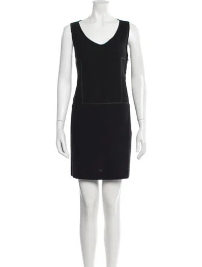 Pre-owned Fendi Wool Mini Dress In Black