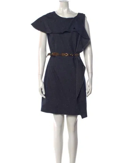 Pre-owned Fendi Wool Mini Dress In Blue