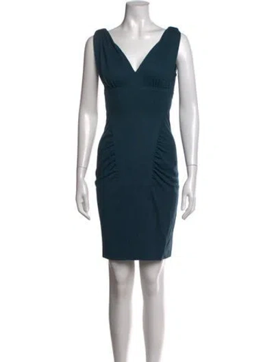 Pre-owned Fendi Wool Mini Dress In Blue