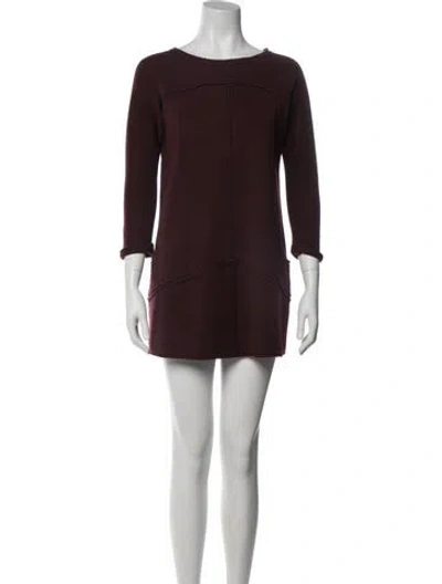 Pre-owned Fendi Wool Mini Dress In Burgundy