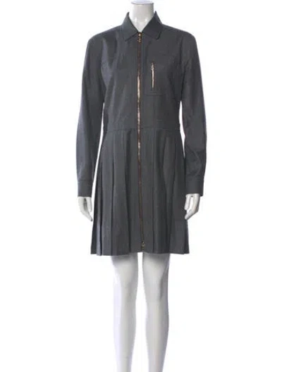 Pre-owned Fendi Wool Mini Dress In Gray