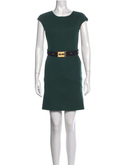 Pre-owned Fendi Wool Mini Dress In Green