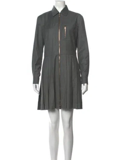 Pre-owned Fendi Wool Mini Dress In Grey