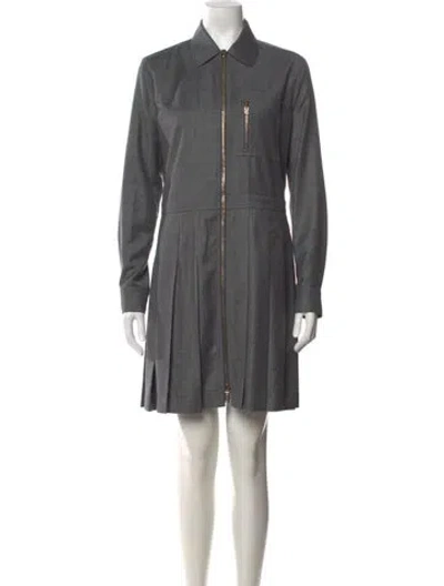 Pre-owned Fendi Wool Mini Dress In Grey