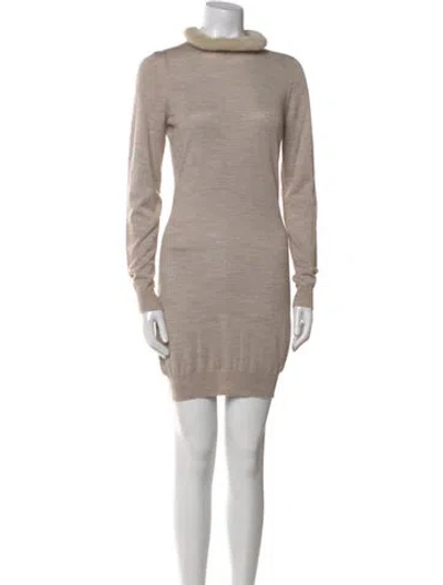 Pre-owned Fendi Wool Mini Dress In Neutral