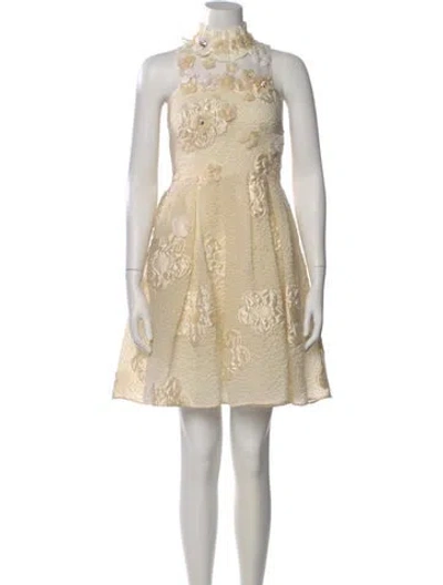 Pre-owned Fendi Wool Mini Dress In Neutral