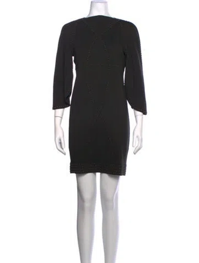 Pre-owned Fendi Wool Mini Dress In Neutrals