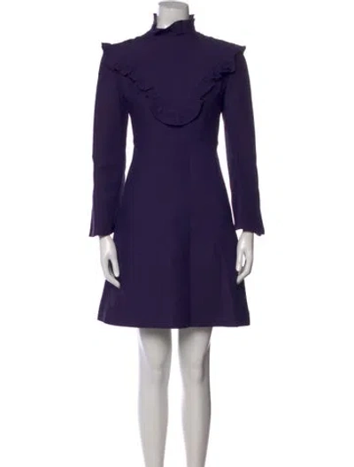 Pre-owned Fendi Wool Mini Dress In Purple