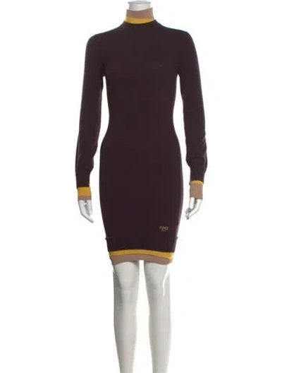 Pre-owned Fendi Wool Mini Dress In Purple