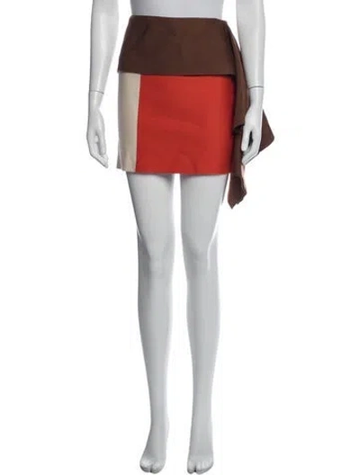 Pre-owned Fendi Wool Mini Skirt In Neutrals/orange