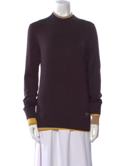 Pre-owned Fendi Wool Mock Neck Sweater In Purple